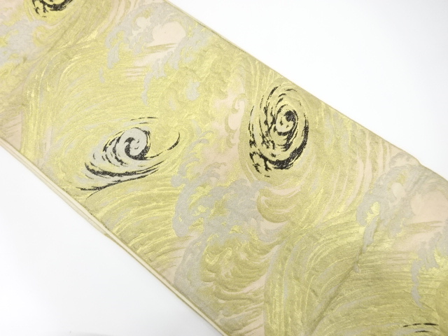 JAPANESE KIMONO / ANTIQUE FUKURO OBI / SILK / WOVEN ROUGH WAVES